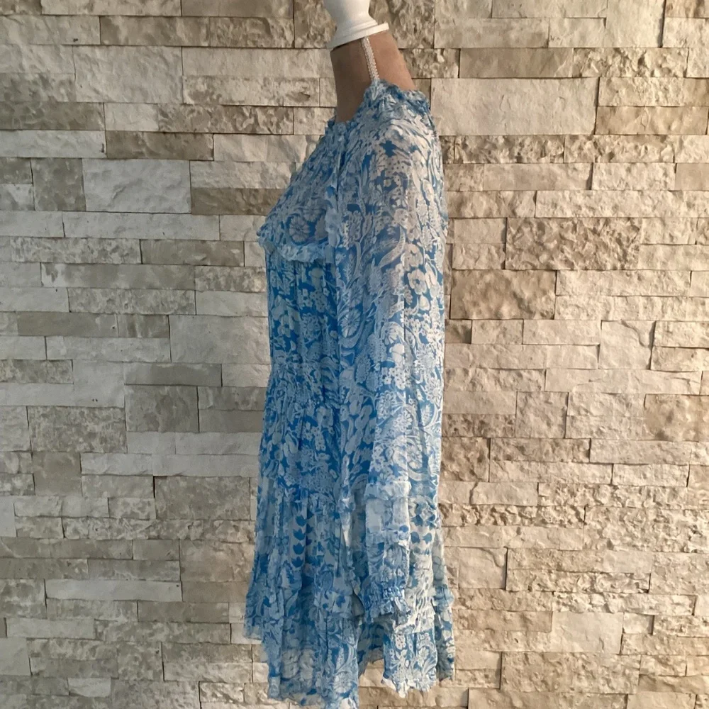 By Anthropologie Long-Sleeve Backless Sheer Ruffle Mini Dress - Picture 5 of 16